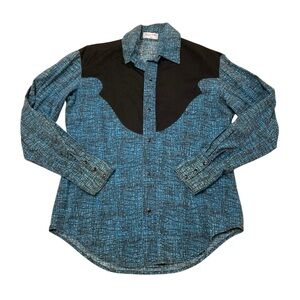 Vintage Handmade Western Snap Shirt Men’s Medium Rodeo Cowboy Southwest Blue